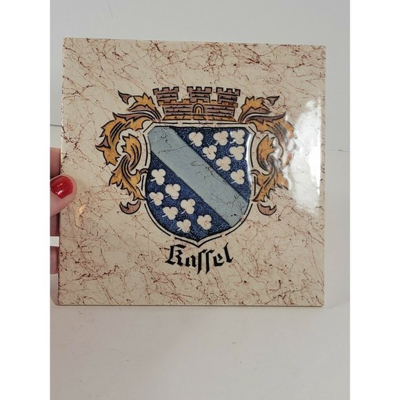 Vintage Ceramic Tile Germany Kassel Coat of Arms 6" Square‎ Servais Decoration - Picture 1 of 4